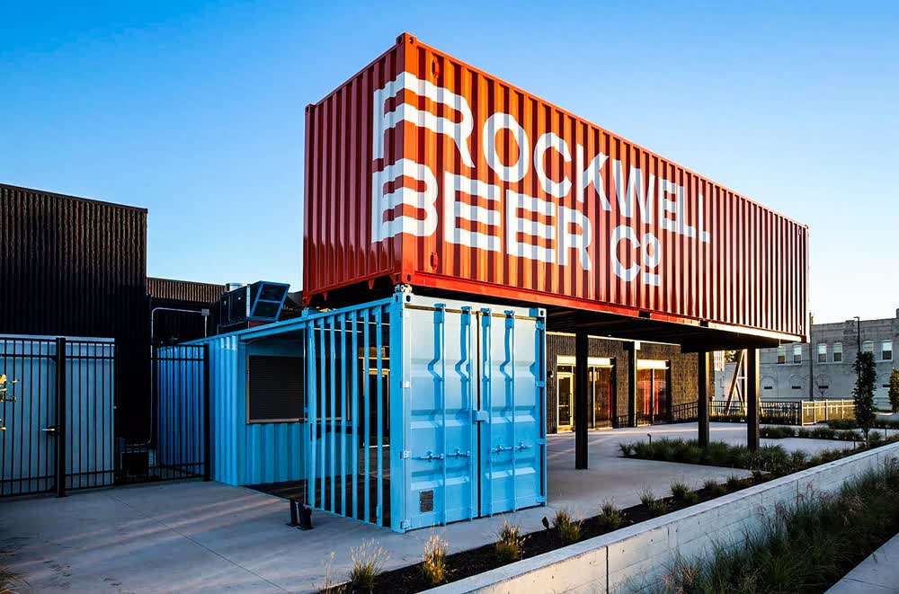rockwell brewery shipping container restaurant